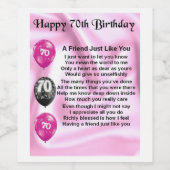 Vriend Gedicht Wijnflesetiket - 70e verjaardag Wijn Etiket (Enkel label)