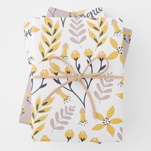 Vriend Geel Botanisch Inpakpapier Vellen (In situ)