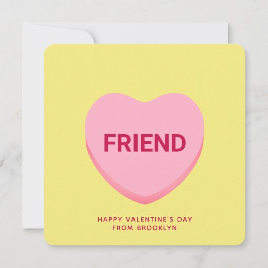 Vriend geel gesprekshart Valentijns kaart (Voorkant)
