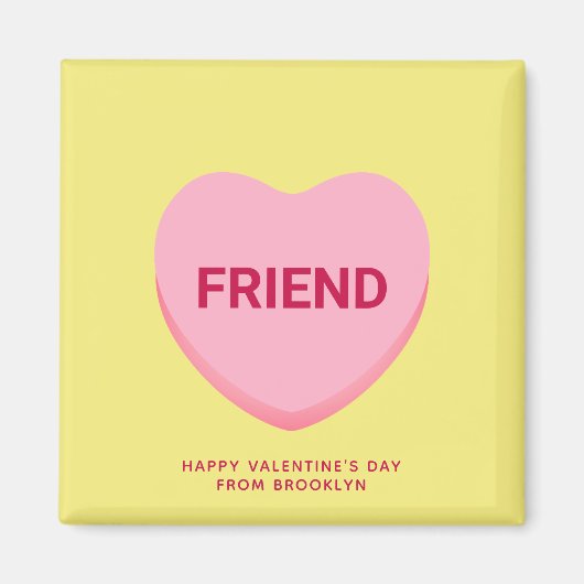Vriend geel roze gesprekshart Valentijns Magneet (Voorkant)