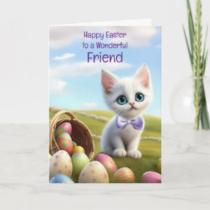 Vriend Gelukkig Pasen Super Schattig Witte Kitten Kaart
