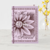 VRIEND - Gelukkige 40e verjaardag - LAVENDEL Flowe Kaart (Gele Bloem)