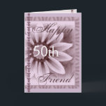 VRIEND - Gelukkige 50e verjaardag - LAVENDEL Flowe Kaart<br><div class="desc">Deze kaart met zijn zachte pastelbloem en kant is een zoete manier om je zus een gelukkige verjaardag te wensen! Je kunt haar naam en haar leeftijd toevoegen om er een unieke kaart van te maken... Special! Om meer van mijn verjaardagskaarten te zien, zet je in het zoekvak van Zazzle:...</div>