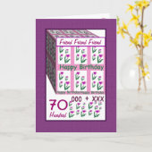 VRIEND - Gelukkige 70e verjaardag - Roze Hart Bloe Kaart (Gele Bloem)