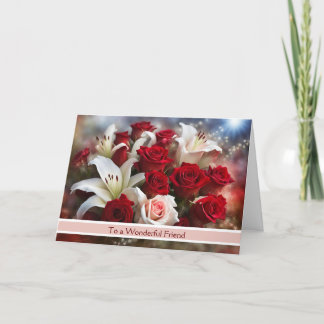 Vriend Gelukkige Valentijnsdag met Rozen en Liles Kaart