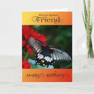 Vriend - Gelukkige Verjaardag - Black Butterfly Kaart