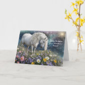 Vriend Gelukkige Verjaardag  Eenhoorn met Bloemen Kaart (Gele Bloem)