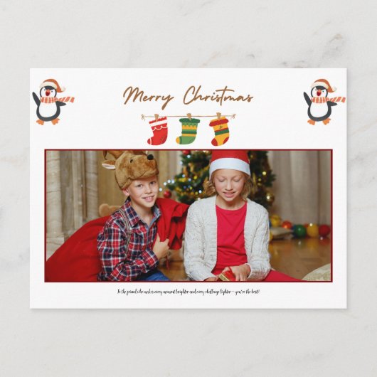VRIEND GEPERSONALISEERDE FOTO CHRISTMAS POST KAART (Voorkant)