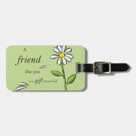 Vriend Geschenk van God, Madeliefje op groen, Reli Bagagelabel