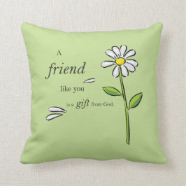 Vriend Geschenk van God, Madeliefje op Groen, Reli Kussen