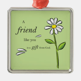 Vriend Geschenk van God, Madeliefje op Groen, Reli Metalen Ornament