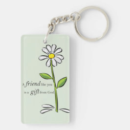Vriend Geschenk van God, Madeliefje op groen, Reli Sleutelhanger