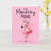 Vriend Gezegde Hi met Flamingo Fabulous en Fun Kaart (Gele Bloem)