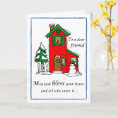 Vriend God zegene huis Kerstmis Kaart (Gele Bloem)