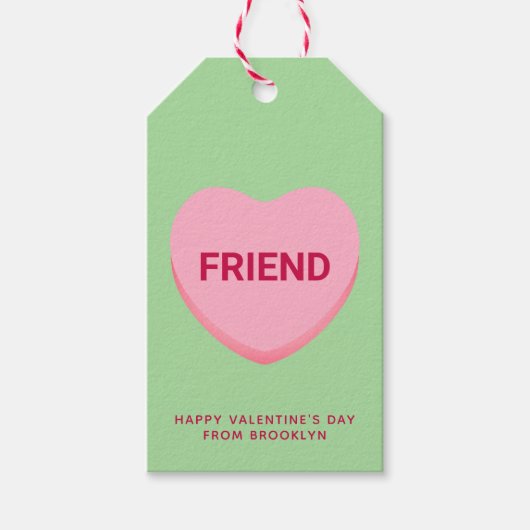 Vriend groen roze gesprekshart Valentijns Cadeaulabel (Voorkant)