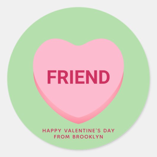 Vriend groen roze gesprekshart Valentijns Ronde Sticker (Voorkant)