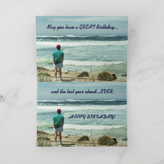 VRIEND - Happy Birthday - Man en oceaangolven Kaart (Binnen)