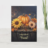 Vriend  Happy Halloween met Herfst Flowers Kaart (Voorkant)