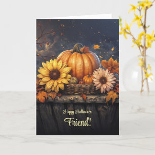 Vriend Happy Halloween met Herfst Flowers Kaart