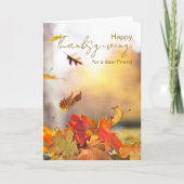 Vriend Happy Thanksgiving met herfstbladeren Kaart (Voorkant)