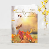 Vriend Happy Thanksgiving met herfstbladeren Kaart (Gele Bloem)