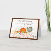Vriend Happy Thanksgiving Pumpkin en Turkije Kaart (Voorkant)