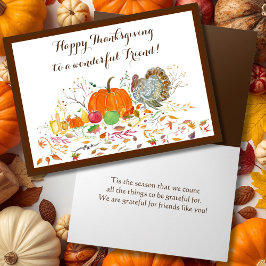 Vriend Happy Thanksgiving Pumpkin en Turkije Kaart