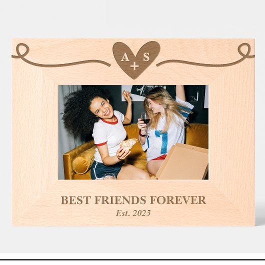 Vriend Hart Monogram Aangepaste Hout Lijsten Gegraveerde Lijstjes