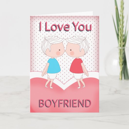 Vriend, homo, Schattige zoenend paar Valentijn = Feestdagen Kaart (Voorkant)