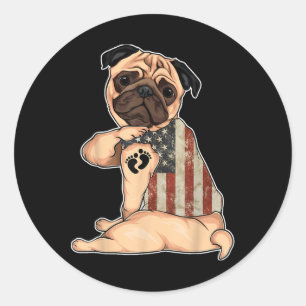 Vriend Hond Mam Tattoo Zwanger Hond Pug Mam Amerik Ronde Sticker