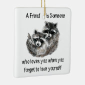 Vriend houdt van je cute Raccoons Quote T-Shirt Po Keramisch Ornament (Rechts)
