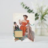 Vriend in doos omhoog briefkaart (Staand voorkant)