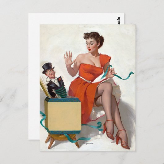 Vriend in doos omhoog briefkaart (Voorkant / Achterkant)