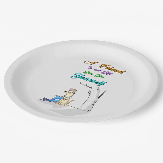 Vriend is een geschenk dat je jezelf geeft Honden  Papieren Bordje (Gekanteld)