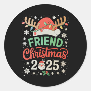 Vriend Kerstmis 2025 Sinterklaas Rendier Kerstlich Ronde Sticker
