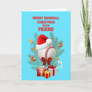 Vriend Kerstmis Honkbal Feestdagen Kaart