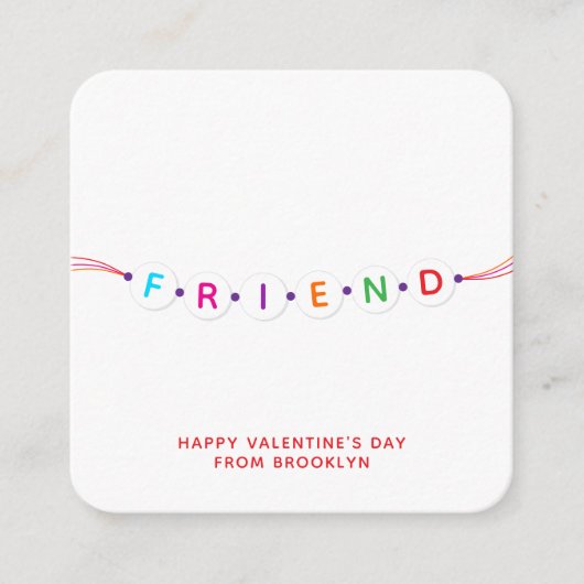 Vriend leuke vriendschapsarmband Valentijnsdag Informatiekaartje (Voorkant)