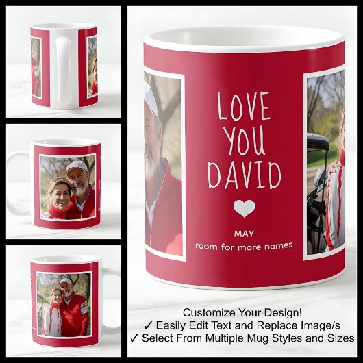 Vriend Liefde U 2 Foto's Modern Rood C81 & Wit Koffiemok