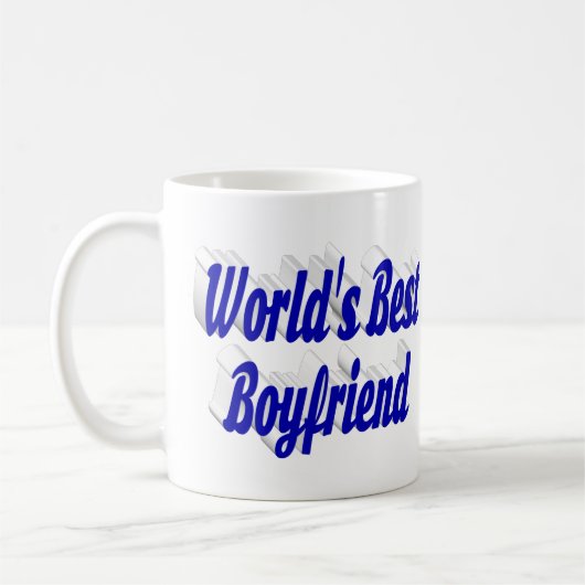 Vriend met blauwe half script koffiemok (Links)