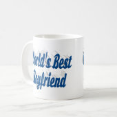 Vriend met zee-blauwe half script koffiemok (Voorkant links)