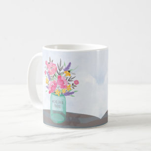 Vriend Moederdag Jar Vase met bloemen Koffiemok