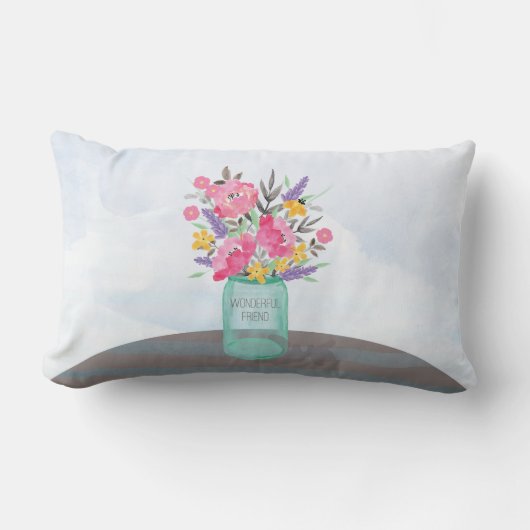 Vriend Moederdag Jar Vase met bloemen Kussen (Voorkant)