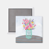 Vriend Moederdag Jar Vase met bloemen Magneet (Voorkant / Achterkant)
