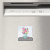 Vriend Moederdag Jar Vase met bloemen Magneet (Insitu (Vaatwasser))