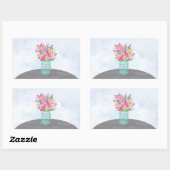 Vriend Moederdag Jar Vase met bloemen Rechthoekige Sticker (Vel)