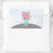 Vriend Moederdag Jar Vase met bloemen Rechthoekige Sticker (Tas)