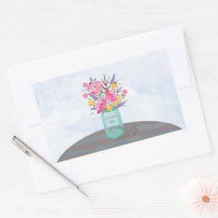 Vriend Moederdag Jar Vase met bloemen Rechthoekige Sticker