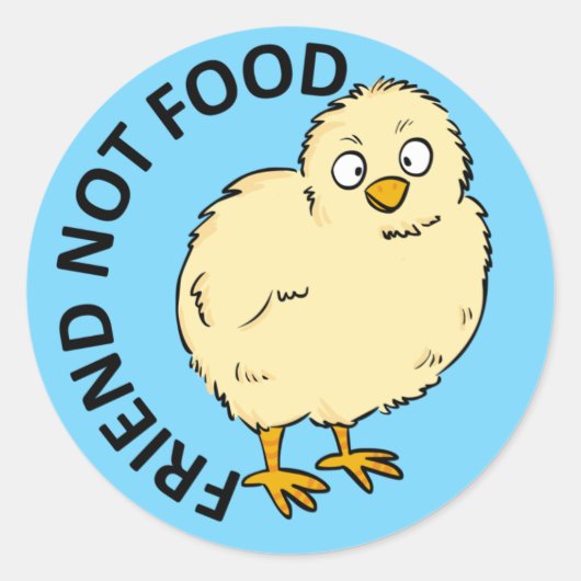 Vriend Niet Eten Vegan Kip Ronde Sticker (Voorkant)