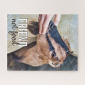 Vriend niet met een afbeelding van schattige geit legpuzzel (Horizontaal)
