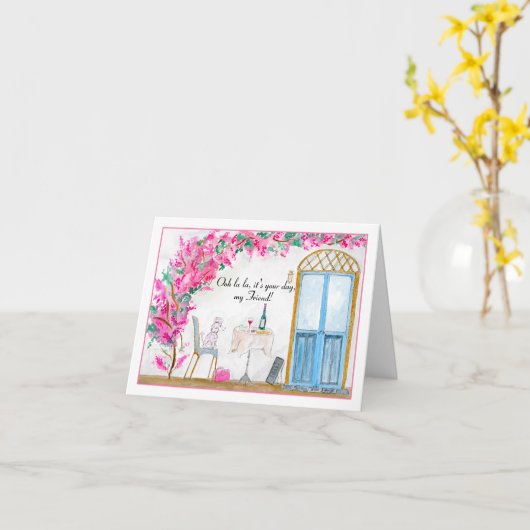 Vriend Ooh La Poodle Paris Verjaardag Kaart (Gele Bloem)